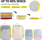 PFEYRPK Lightweight Compression Packing Cubes for Suitcases, Compressible Expandable Travel Packing Organizer with Clear Toil