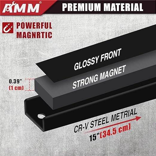 AMM 8PCS Magnetic Tool Holder Strip, 12" Heavy Duty Tool Organizer Magnetic Strip with Mounting Screws, Tool Magnet Bar for T