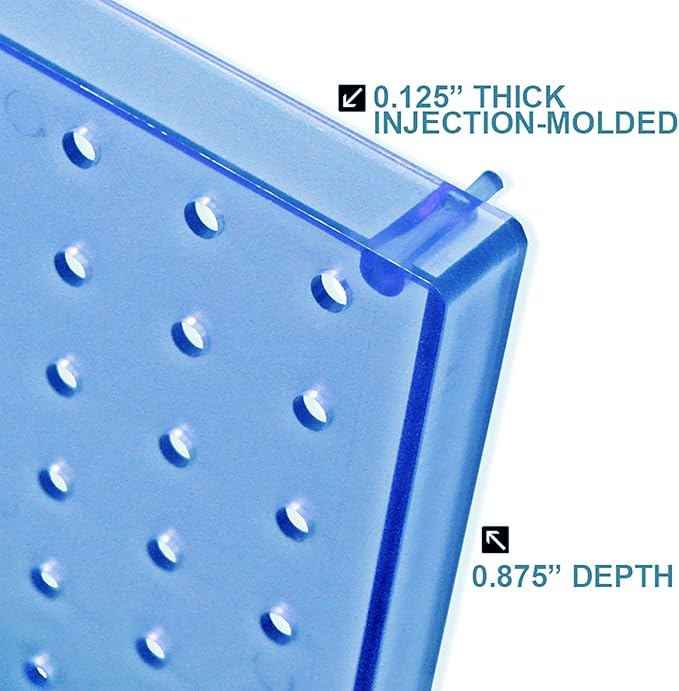 Azar Displays 900945-BLU The DIY Multi-purpose 70-piece Pegboard Wall Organizer Kit with Two Panels and Accessory Assortment,