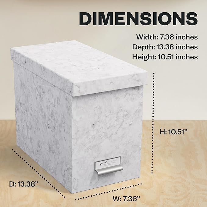 Bigso John Fiberboard Label Frame Desktop File Storage Box - Document Organizer for Important Paperwork - Durable Hanging Fil