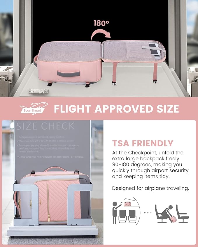 LOVEVOOK Large Travel Backpack for Women, TSA Carry on Backpack for Airplanes, 40L Personal Item Travel Bag for Women fits 17