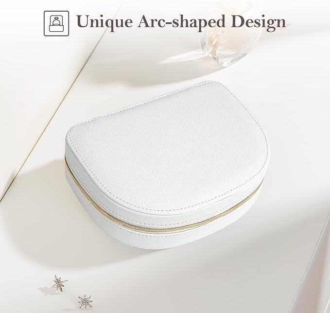 ProCase Travel Size Jewelry Box, Medium Portable Seashell-Shaped Jewelry Case, 2 Layer Mini Jewelry Organizer in PU Leather f
