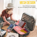 Compression Packing Cubes 8 Set, Dual Zipper Compression Packing Cubes for Travel, See-Through Mesh Packing Bags for Suitcase