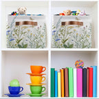 xigua Vintage Colorful Herbs Wild Flowers Floral Storage Basket Collapsible Toy Storage Bins Waterproof Canvas Storage Basket