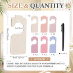 Patelai 14 Pcs Blank Wooden Clothing Rack Divider with Marker Pen Closet Blank Organizers Hanger Separators Hanging Closet Di