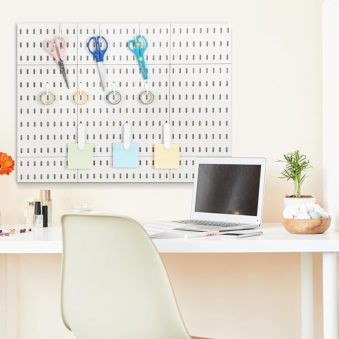 Kathfly 30pcs Pegboard Accessories 10 Clips 20 Hooks, Peg Board Accessory Kit for Wall Organizer Compatible with IKEA Skadis 