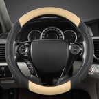 GIANT PANDA Microfiber Leather Steering Wheel Cover for Honda Accord,Civic,CR-V,HR-V,Pilot(Black+Beige-Standard Size)