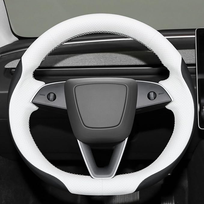 MEWANT DIY Stitching Steering Wheel Cover Wrap for Tesla Model 3 Highland 2023-2025/Model Y 2025 Highland for Tesla Model 3/Model Y Accessories(3D Style)
