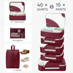 10 Set Packing Cubes for Travel, Gifts for Women Mom,Anti-Tearing Suitcase Organizer for Luggage with Shoe & Hanging Toiletry