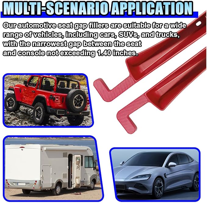 2PCS Car Seat Gap Filler Organizer, No-Drop Seat Gap Storage Box Inserts with Phone Holder, Storage Plug Stopper Fill Gap Between Seat and Console, Universal Car Accessories for SUV Truck (Red)