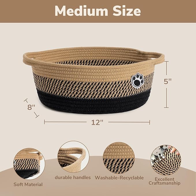 Dog Storage Bin, Baby Basket for Gifting, Wicker Storage Baskets for Dog, Cute Basket with Handles, Small Woven Baskets for N