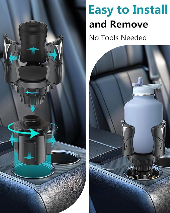 Cup Holder Expander for Car with Adjustable Adapter, Easkkty All Purpose Car Cupholder Extender Organizer with Expandable Bas