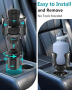 Cup Holder Expander for Car with Adjustable Adapter, Easkkty All Purpose Car Cupholder Extender Organizer with Expandable Bas