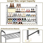 LINZINAR Shoe Rack 4 Tier Storage Organizer for Closet Entryway Metal Grey