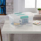 Sterilite Medium Nesting ShowOffs, Stackable Small Storage Bin with Latching Lid and Handle, Plastic Container to Organize Ho