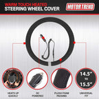 Motor Trend WarmGrip Heated Steering Wheel Cover – Hand Warming Steering Wheel Protector, Heats up Quickly - Fits Wheels 14.5-15.5" for Car Truck Van SUV (Black/Gray Color)
