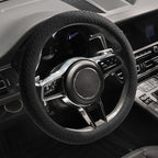 Suede Steering Wheel Cover with Upgraded Silicone Inner Ring, Breathable, Anti-Slip, Leather Universal 14.5 to 15 Inch Steeri
