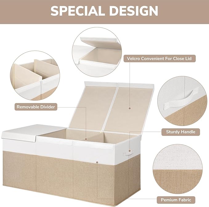 INDRESSME 185L Extra Large Toy Box, Toy Storage Organizer Collapsible Storage Bins with Lids Toy Chest for Playroom, Living R