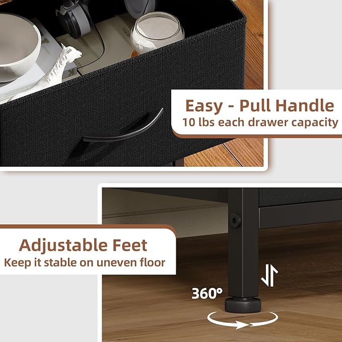 Somdot Tall Dresser for Bedroom with 5 Drawers, Storage Organizer Chest of Drawers with Removable Fabric Bins for Closet Beds