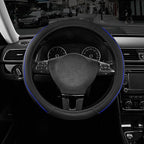 Road Comforts Leather Steering Wheel Cover with Decorative Trim and Piping, Anti-Slip Breathable Design, Fits 14.5–15 Inch Ro