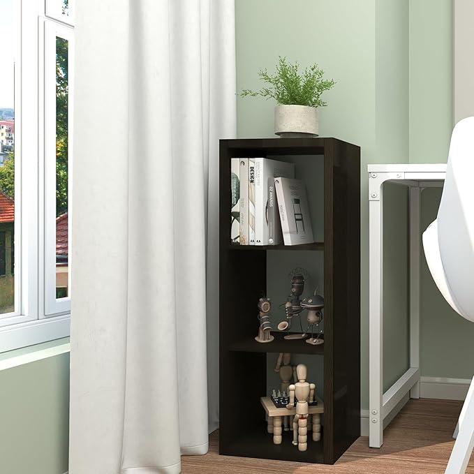 CTESNE【2026 Wooden Thick Frame 3 Cube Storage Organizer Shelf with Anti-Tipping Kits + Reversible Open Back Bookcase, Horizon