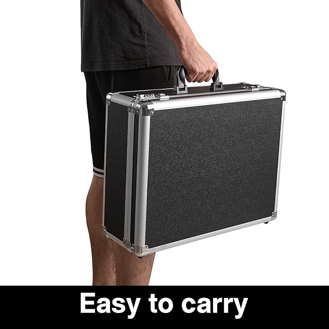 LOCKCURX File Organizer Storage Box - 18.9 x 14.6 x 6.3 Inch X-Large, Portable Locking Storage Totes with Dual Combination Lo