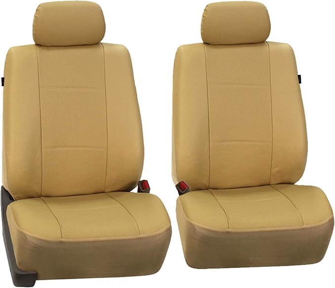 FH Group Front Set Faux Leather Car Seat Covers for Low Back Seat with Removable Headrest, Universal Fit, Airbag Compatible, 