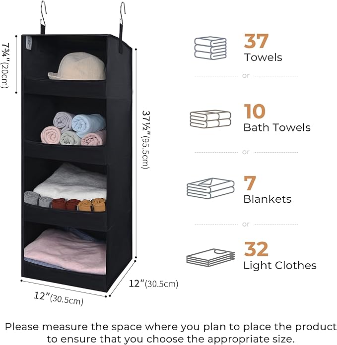 GRANNY SAYS 4-Shelf Hanging Organizer, Closet Hanging Shelves, Closet Hanging Storage Organizers, Organization for Bedroom, L