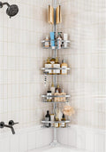 Rustproof Shower Corner Caddy Shelf for Bathroom Tension Pole Organizer with 4 Baskets for Bathtub Shampoo Storage from 23.6 
