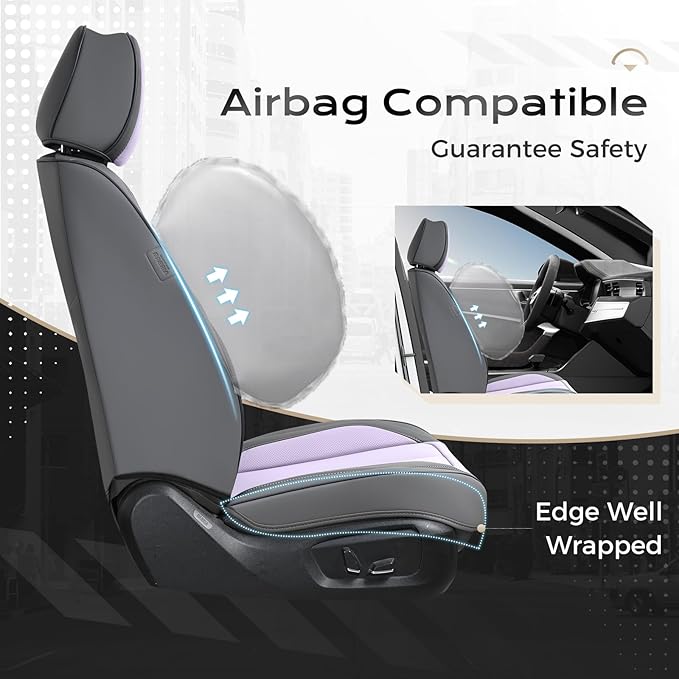 Coverado Seat Covers, Car Seat Covers Full Set, Leather Seat Covers for Cars, Car Seat Protector, Gray Car Seat Covers Front 
