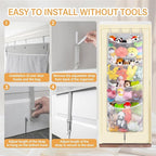 Woodoulogy Hanging Stuffed Animal Storage, Over Door Large Plush Toy Organizer with Metal Hook, Baby Accessory Holder Idea fo