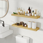Fun Memories Rustic Wood Floating Shelves for Wall, Space-Saving Wall Mounted Shelves for Bathroom, Bedroom, Living Room and 