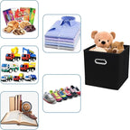 Black Fabric Cubby Storage Bins，13x13x13 Inches ，Cube Organizer Bin Foldable Storage Boxes with Dual Handles Fabric Organizer
