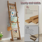 REFGY Blanket Ladder for Living Room, 5-Tier Wooden Blanket Ladder, 5.3Ft Wall Leaning Quilt Ladder for Bedroom, Rustic Decor