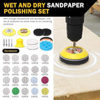 215Pcs 3 Inch Sanding Disc Drill Polishing Kit, Headlight Restoration Kit, Hook and Loop Sanding Pads - 60 to 10000 Grits Wet