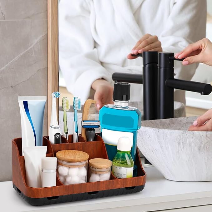 GFWARE Bathroom Decor and Accessories - Detachable 7 Slots Kids Electric Toothbrush and Toothpaste Holde for Bathroom Tray Co