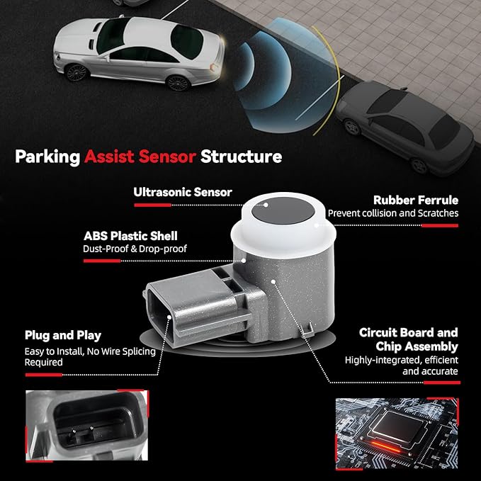4pcs PDC Bumper Parking Aid Assist Sensors Backup Reverse Radar - Compatible with Nissan Altima Armada Pathfinder Maxima Tita