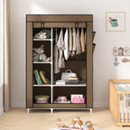 Calmootey Portable Closet Organizers, Clothing Storage, Wardrobe with 6 Shelves and Hanging Rod, Non-Woven Fabric Cover with 