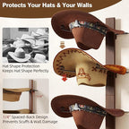 Cowboy Hat Holder, 3-Piece Wall Mount Cowboy Hat Rack for Wall Holds up to 6 Hats – Wooden + Metal Rustic Western DIY Hat Rac