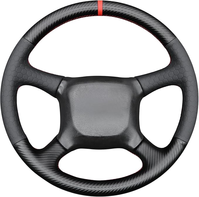 MEWANT DIY Steering Wheel Cover for Chevy Silverado 1500 Astro Blazer C/K Made of PU Carbon Fiber Embossed Faux Leather