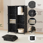 UNKU Cube Storage Organizer, 6 Cube Closet Organizer Storage Shelves, DIY Stackable Bookcase, Clothes Organizer Shelf for Clo