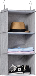 Hanging Closet Organizer, Easy Mount Collapsible 3-Shelf Camper Closet Wardrobe Hanging Storage Shelves, Folded Clothes Towel