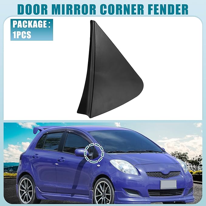 Front Right Door Mirror Corner mudguard Triangle Cover Trim No.60117-0D100 Rearview Triangle Trim Panel for Toyota Yaris 2007-2011 Plastic Black