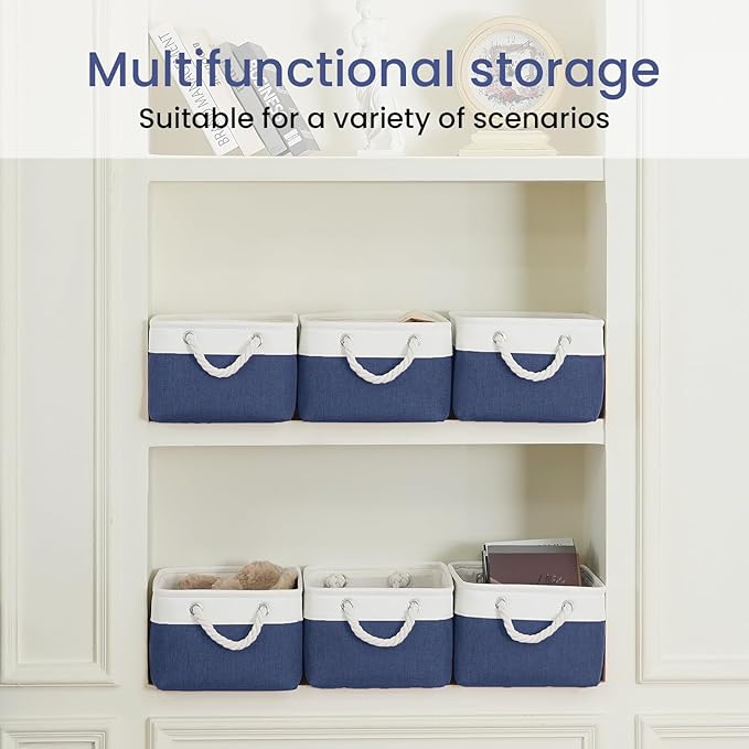 Storage Baskets for Shelves 13.8x9.8x6.7 Inch, Foldable Fabric Storage Bins with Handles, Small Storage Baskets for Organizin