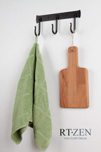 RTZEN Wall Mount Hook Set - Wrought Iron Decorative Rustic Metal Coat Hooks for Hanging - Handcrafted Classic Farmhouse Wall 