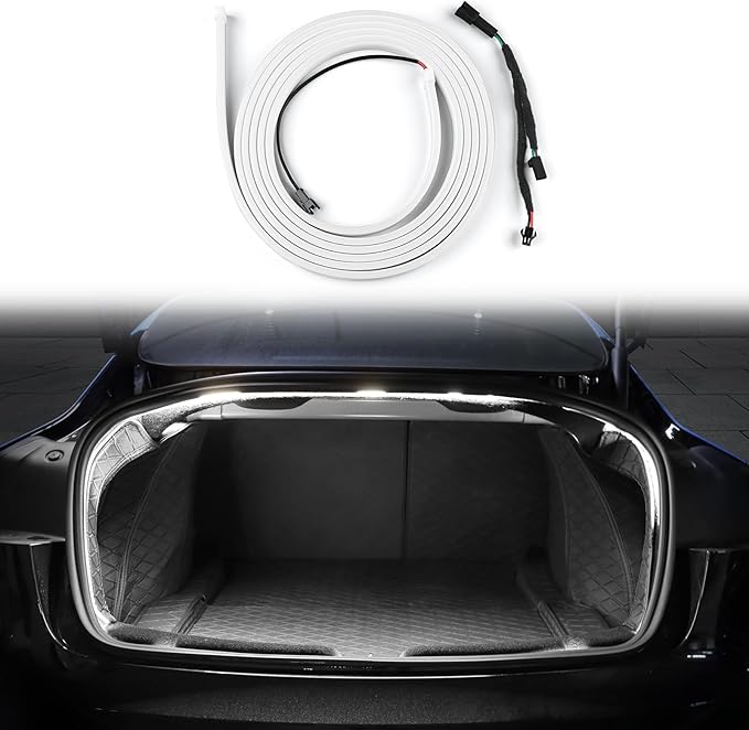 Trunk LED Light Strip for Tesla Model 3 2024 2025 2026 - Waterproof & Easy Installation Interior Lighting Bar with Flexible Silicone, Trunk Ambient Lighting Accessories (DC 15V, Cool White)