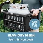 CleverMade 60L Collapsible Utility Crate (66 lb Capacity), Heavy Duty Folding Storage Crate, Stackable Plastic Organizer for 