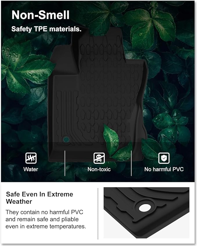 KIWI MASTER Floor Mats & Cargo Liner for 2017-2025 Jeep Compass OEM Replacement ‎82214651 ‎82214666 Front & 2nd Row Seat Trunk All Weather Mat Slush Liner, Black