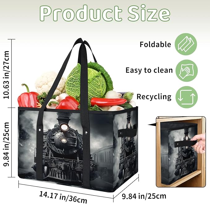 Reusable Grocery Bag Foldable Shopping Tote Bag with Handles Reusable Shopping Bags Large Kitchen Grocery Bags