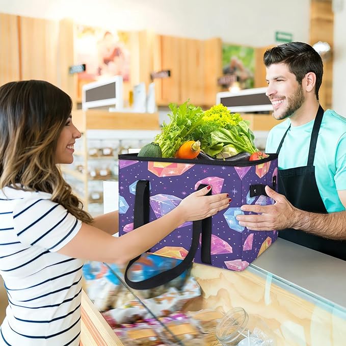 Reusable Grocery Bag, Foldable Large Shopping Tote Bag for Groceries Kitchen Picnic Car Trunk